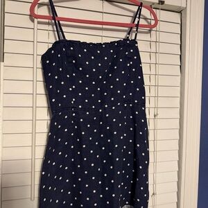 Reformation Dark Blue Dress with White Dots